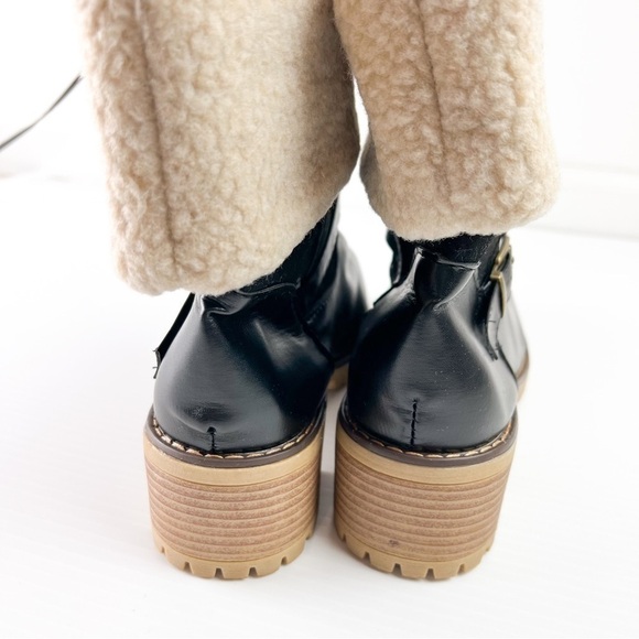 Women's Chunky Heel Boots, Fashion Buckle Strap Detailed Plush Lined Boots, Comf - Picture 2 of 9